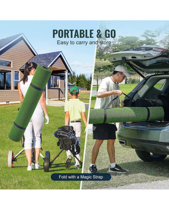 Golf Hitting Mat, 5x4ft Artificial Turf Golf Hitting Mat, Golf Hitting Training Aids with 6 Golf Tees