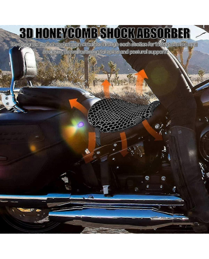 Coussin de siège de moto Gel Absorption des chocs 3d Honeycomb Mesh Respirant Tapis de siège de moto Séchage [...]