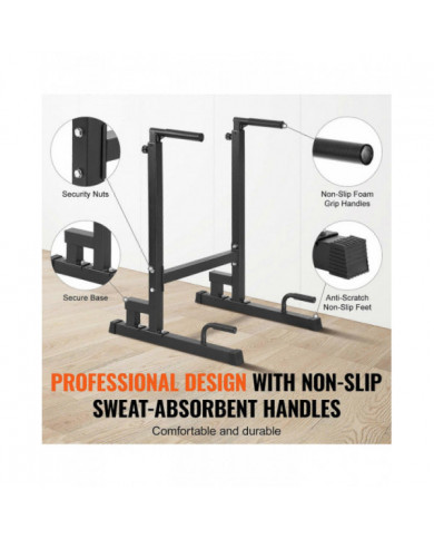 Dip Bar, capacité de 500 lb, station de dips à hauteur réglable, barres parallèles pour la musculation à domicile