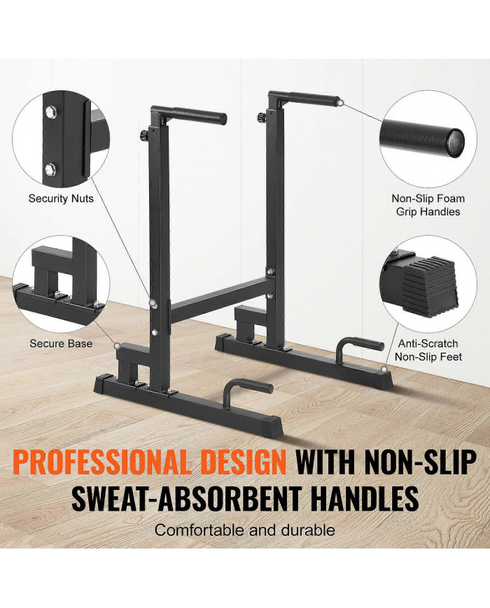 Dip Bar, capacité de 500 lb, station de dips à hauteur réglable, barres parallèles pour la musculation à domicile