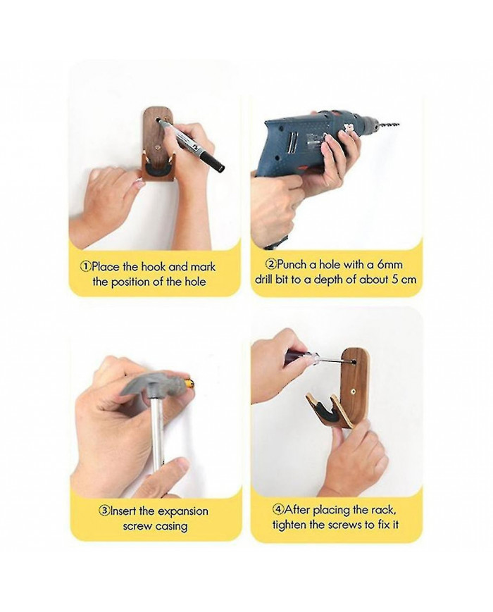 Guitare Skateboard Wall Hanger Unique Design Bent Wood Guitar Hanger Wall Mount Guitar Holder Acoust (xiatian)