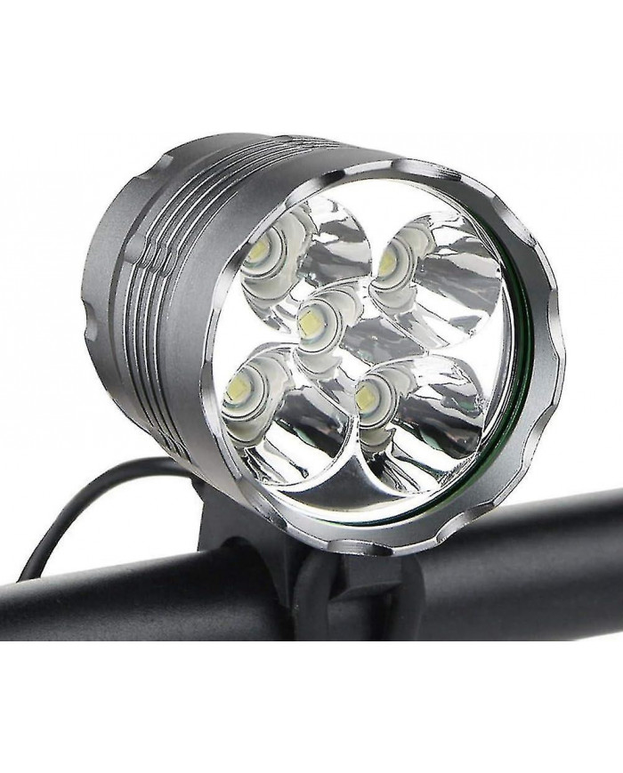 Lumières de vélo, lumière de vélo 6000 Lumens 5 LED, lumière avant de vélo de montagne étanche avec rechargeable