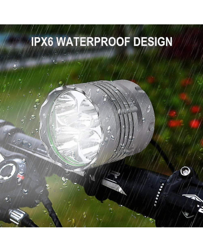 Lumières de vélo, lumière de vélo 6000 Lumens 5 LED, lumière avant de vélo de montagne étanche avec rechargeable