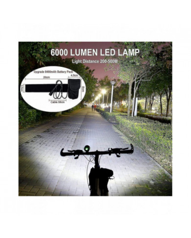 Lumières de vélo, lumière de vélo 6000 Lumens 5 LED, lumière avant de vélo de montagne étanche avec rechargeable