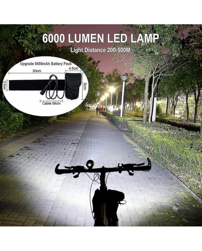 Lumières de vélo, lumière de vélo 6000 Lumens 5 LED, lumière avant de vélo de montagne étanche avec rechargeable