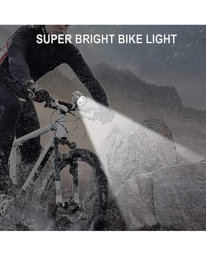 Lumières de vélo, lumière de vélo 6000 Lumens 5 LED, lumière avant de vélo de montagne étanche avec rechargeable