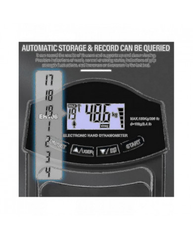 Testeur de force de préhension, 396lbs / 180kg Digital Hand Dynamometer Grip Strength Meter Usb Lcd Screen Hand
