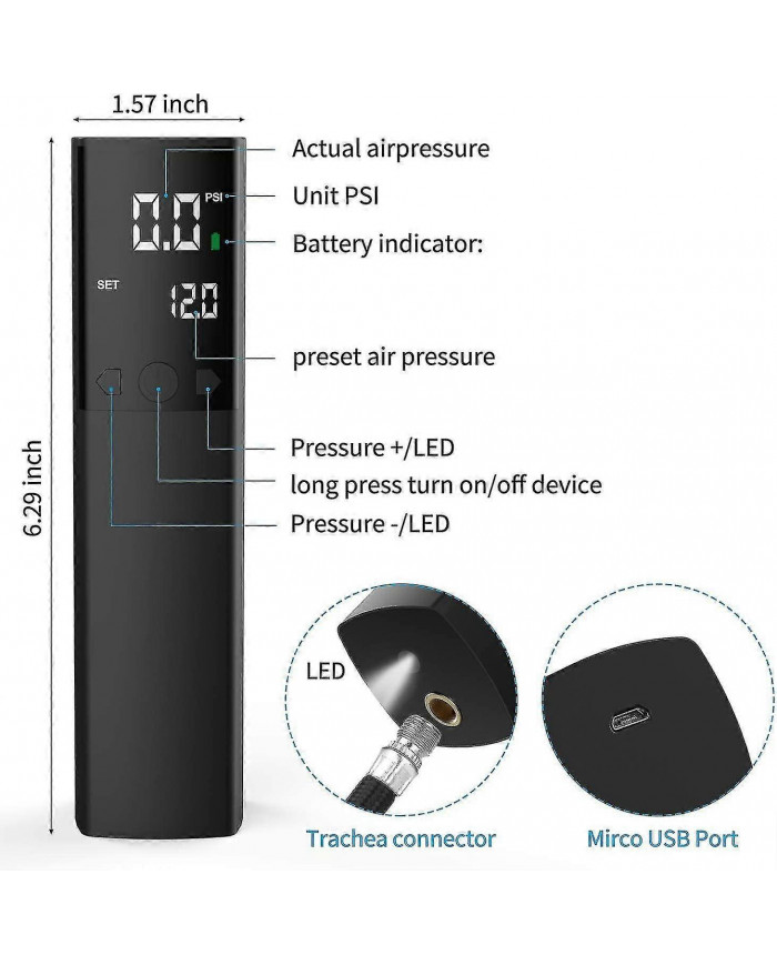 Pompe à billes électrique, pompe à air intelligente gonflage rapide portable de la balle avec manomètre précis et [...]