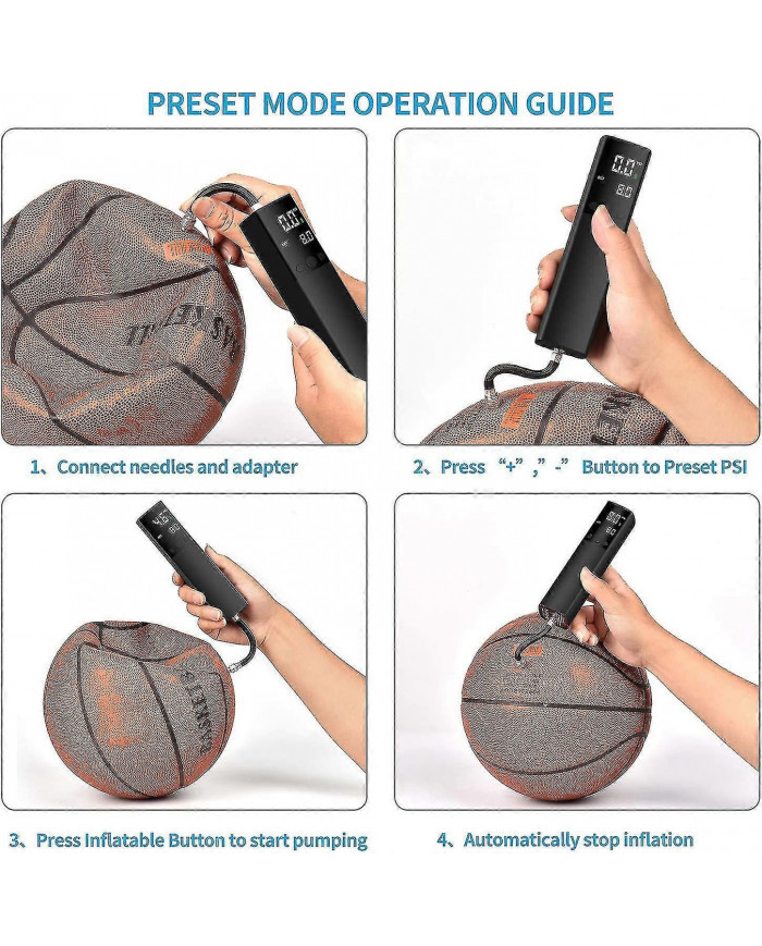 Pompe à billes électrique, pompe à air intelligente gonflage rapide portable de la balle avec manomètre précis et [...]