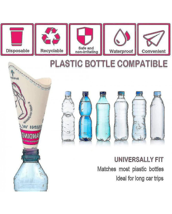 60 Pcs Dispositif d’urination femelle jetable, entonnoir de pipi pour femmes entonnoir d’urinoir féminin portable