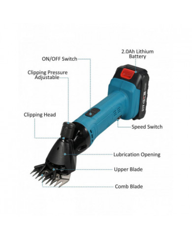 9 dents 6 vitesses réglables lithium-ion cisailles à laine ensemble lithium-ion machine à raser machine à cisailler