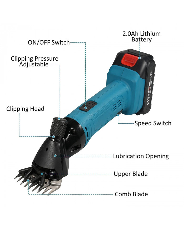 9 dents 6 vitesses réglables lithium-ion cisailles à laine ensemble lithium-ion machine à raser machine à cisailler