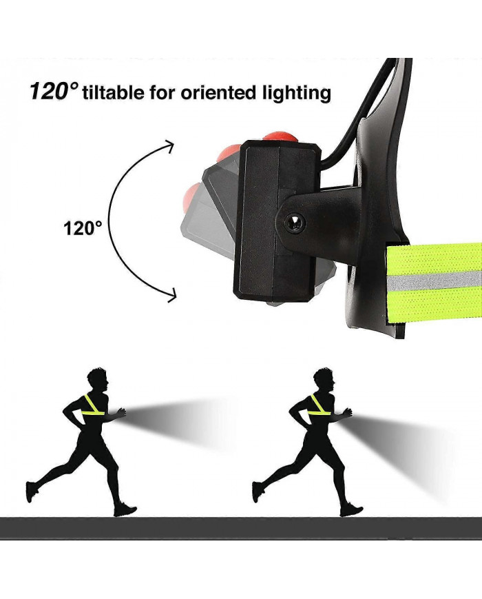 Feu de course, Feu de course LED rechargeable USB, 120 Lumière de poitrine réglable, 500 lumens, Feu de [...]