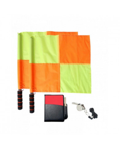 Jeu de drapeau d’arbitre de football, cartons jaunes rouges avec cahier et crayon, entraîneur arbitre acier [...]