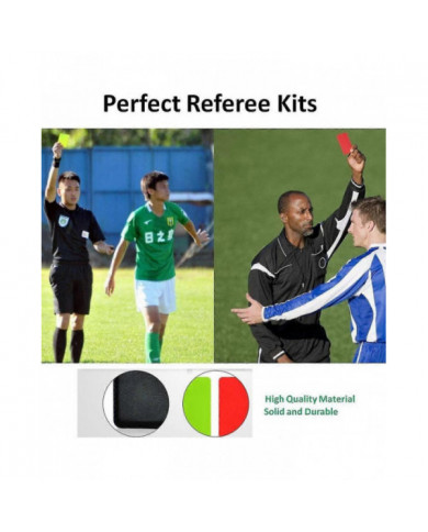 Jeu de drapeau d’arbitre de football, cartons jaunes rouges avec cahier et crayon, entraîneur arbitre acier [...]