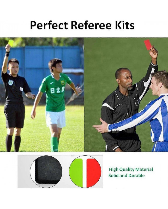 Jeu de drapeau d’arbitre de football, cartons jaunes rouges avec cahier et crayon, entraîneur arbitre acier [...]
