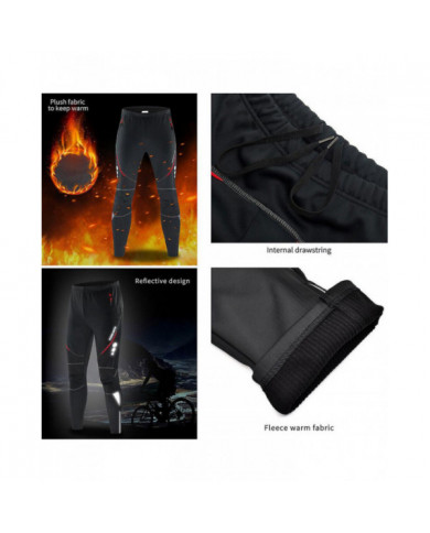 Pantalon de cyclisme pour hommes Polaire thermique d’hiver Vélo de route Pantalon de sport de vélo Coupe-vent