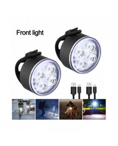 2 Pcs Mini lumière arrière avant Set 4 Led USB Charging Bike Light 4 Led Front Bike Lamp Cycling Tailight Bicycle [...]