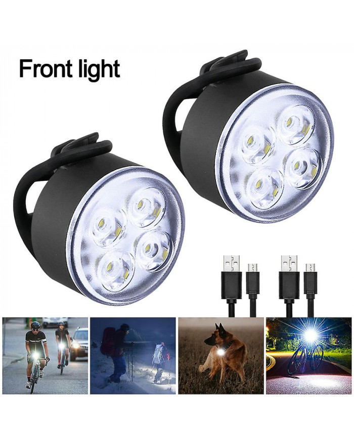 2 Pcs Mini lumière arrière avant Set 4 Led USB Charging Bike Light 4 Led Front Bike Lamp Cycling Tailight Bicycle [...]