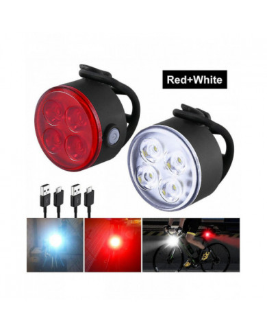2 Pcs Mini lumière arrière avant Set 4 Led USB Charging Bike Light 4 Led Front Bike Lamp Cycling Tailight Bicycle [...]