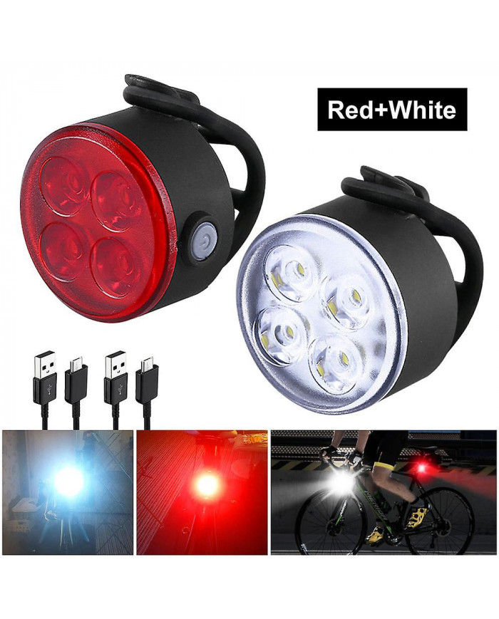 2 Pcs Mini lumière arrière avant Set 4 Led USB Charging Bike Light 4 Led Front Bike Lamp Cycling Tailight Bicycle [...]
