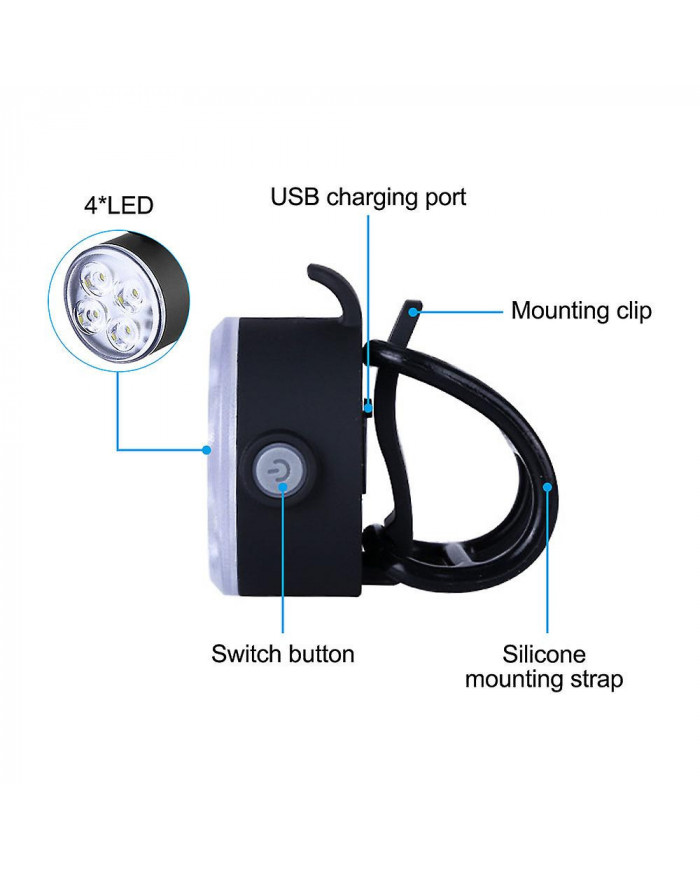 2 Pcs Mini lumière arrière avant Set 4 Led USB Charging Bike Light 4 Led Front Bike Lamp Cycling Tailight Bicycle [...]