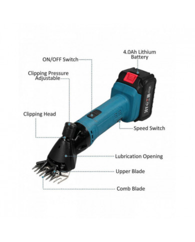 9 dents 6 vitesses réglables lithium-ion cisailles à laine ensemble lithium-ion machine à raser machine à cisailler