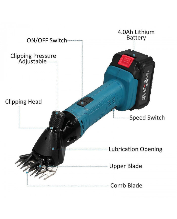9 dents 6 vitesses réglables lithium-ion cisailles à laine ensemble lithium-ion machine à raser machine à cisailler