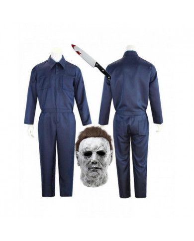 Adulte Michael Myers Cosplay Costume Masque Accessoires Halloween Combinaison Tenues Horreur Bloody Killer [...]