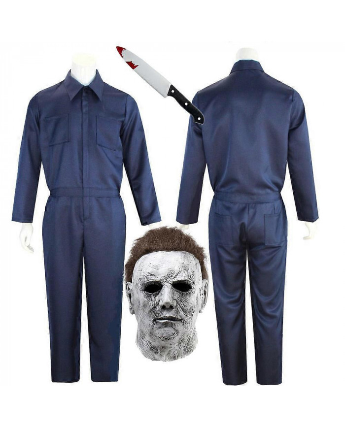 Adulte Michael Myers Cosplay Costume Masque Accessoires Halloween Combinaison Tenues Horreur Bloody Killer [...]