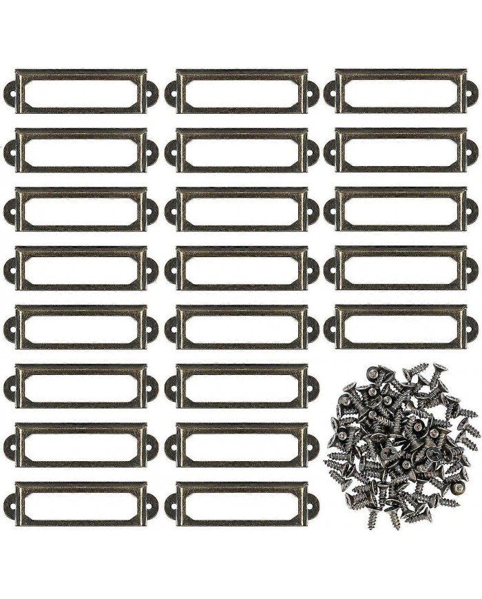 50pcs Supports d’étiquettes en métal pour tiroirs de meubles Armoires Cartes Plaques signalétiques Cadres avec vis [...]