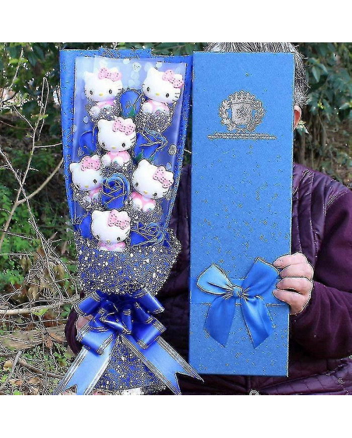 6 chats Sanrio Anime Hello Kitty Bouquet Peluche Poupée en peluche Kawaii Soap Fleur Cadeau Box Rose Fleur Cartoon [...]