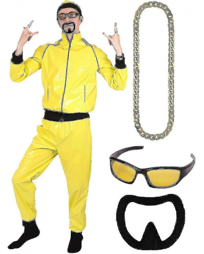 Costumes de célébrités des années 90 Adultes Jaune et Noir Shell Suit-XinHan