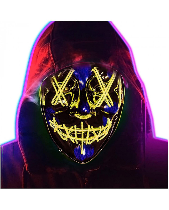 Glowing Mask Halloween Light Up Mask Led Mask, Led Glowing Halloween Holiday Party Carnaval Cosplay Scary Glowing Mask