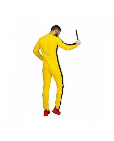 Adultes Une Pièce Jumpsuit Costume Jaune Kungfu Uniformes Halloween Costume