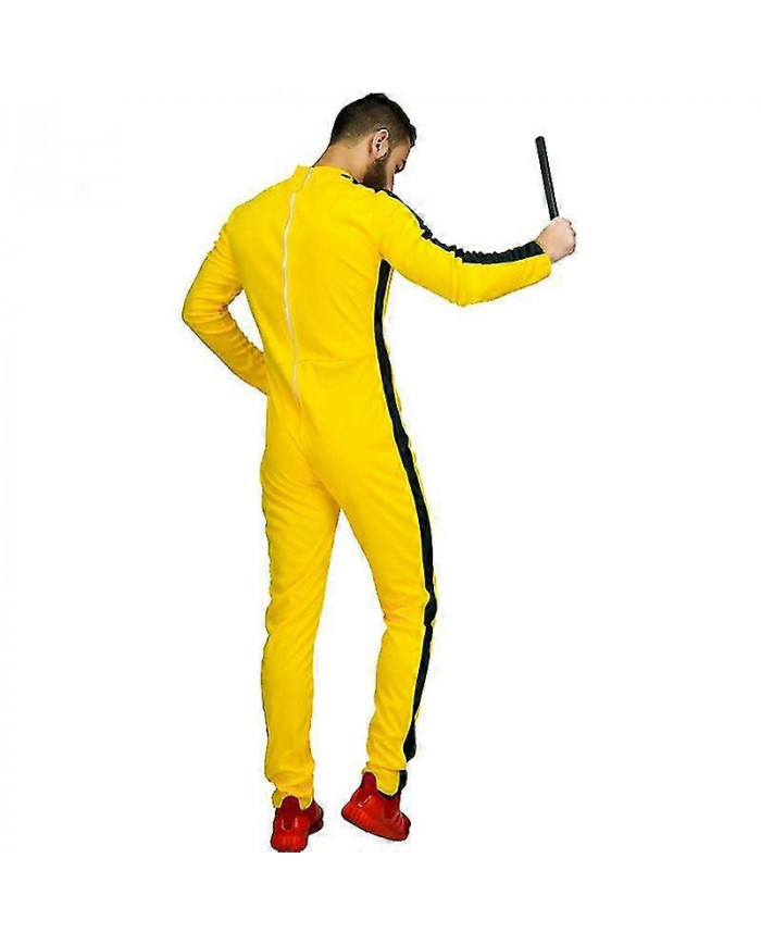 Adultes Une Pièce Jumpsuit Costume Jaune Kungfu Uniformes Halloween Costume