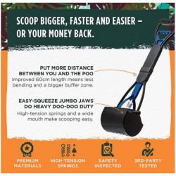 Poop Shovel 60cm Poop Scoop With Large Head, Easy Squeeze Handle And High Tension Springs