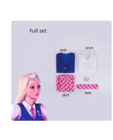 Film Barbie Cosplay Costume Halloween Princesse Robe Delancy Wen COS Tenue Femmes Uniforme Scolaire