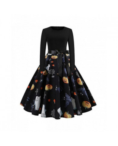 Robes d’Halloween Squelette Femme Citrouille Imprimé Cosplay Costume de Fête