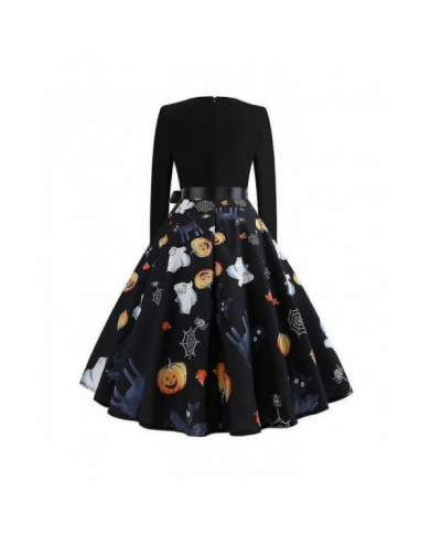 Robes d’Halloween Squelette Femme Citrouille Imprimé Cosplay Costume de Fête