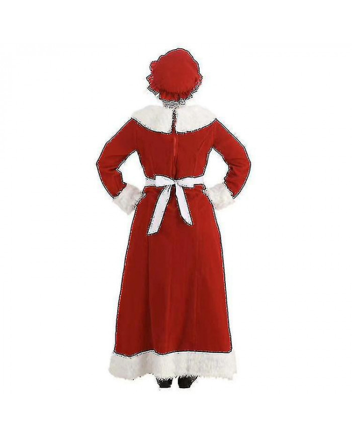 Mme Claus Pinafore Robe avec tablier Père Noël Costume adulte femme
