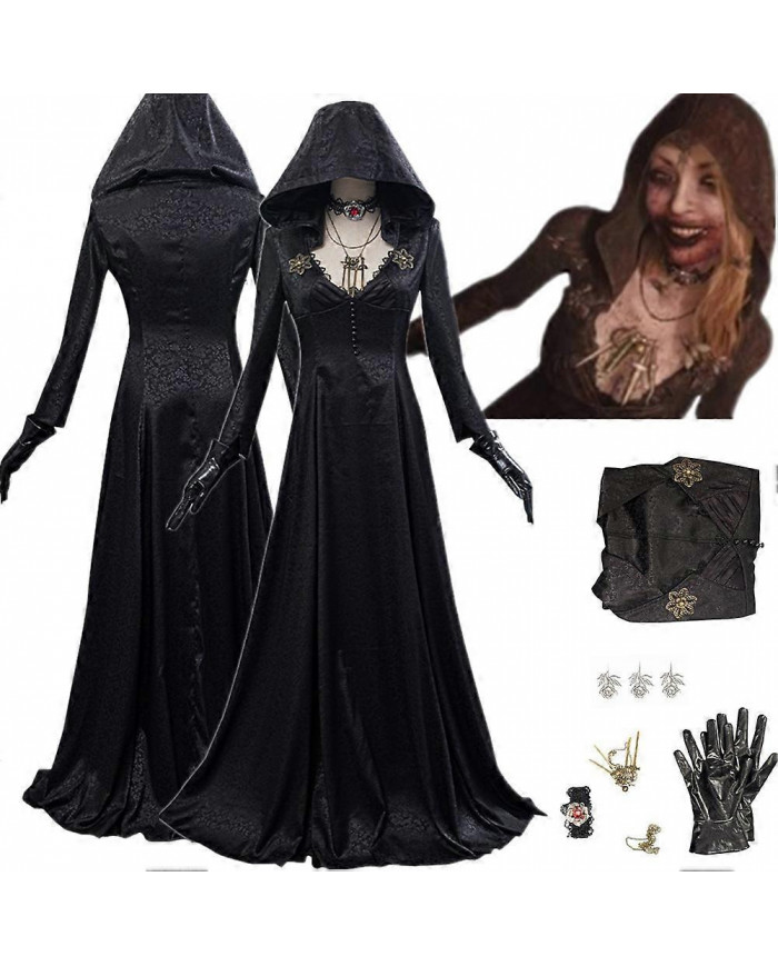 Femmes Evil Cosplay Costume Robe Fille Dame Halloween Collier Boucle d’oreille Noir Carnaval Set Déguisement [...]