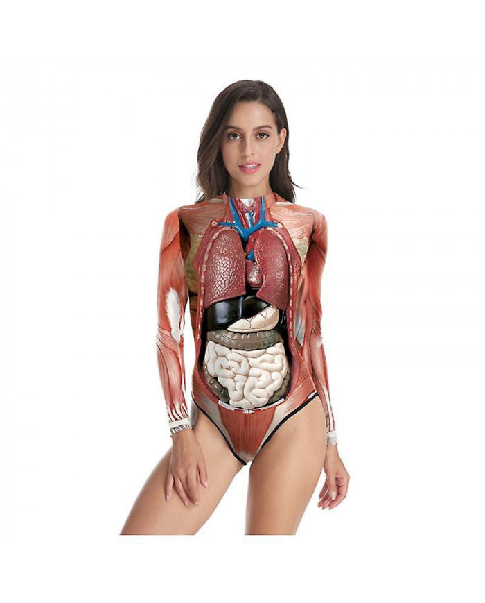Halloween 3d Party Muscle Printed Jumpsuit Elastic Human Anatomy Body Bodysuit Cosplay Costume Catsuit