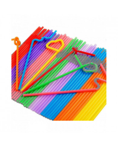 500 Pcs Pailles en plastique flexibles colorées, Pailles Bendy jetables sans Bpa