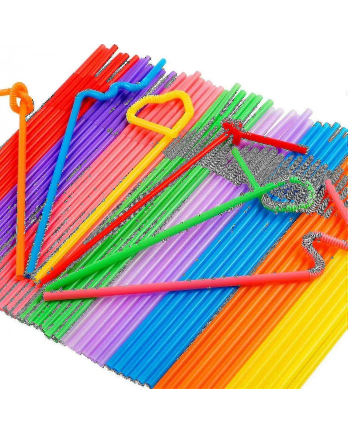 500 Pcs Pailles en plastique flexibles colorées, Pailles Bendy jetables sans Bpa