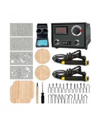 Pyrographie Kit de combustion de bois Outil de poêle à bois Dual Pen 60w Mise à niveau Machine de pyrographie réglable
