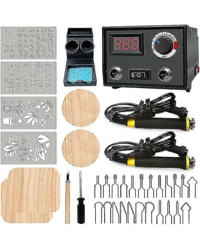 Pyrographie Kit de combustion de bois Outil de poêle à bois Dual Pen 60w Mise à niveau Machine de pyrographie réglable