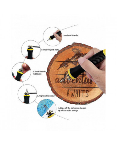 Pyrographie Kit de combustion de bois Outil de poêle à bois Dual Pen 60w Mise à niveau Machine de pyrographie réglable