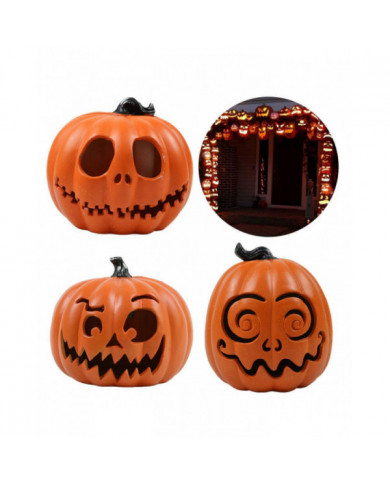 Halloween Pumpkin Lantern Light Up Scary Face Pumpkin Lamp Realistic Outdoor Halloween Decoration for Porch Lawn Garden