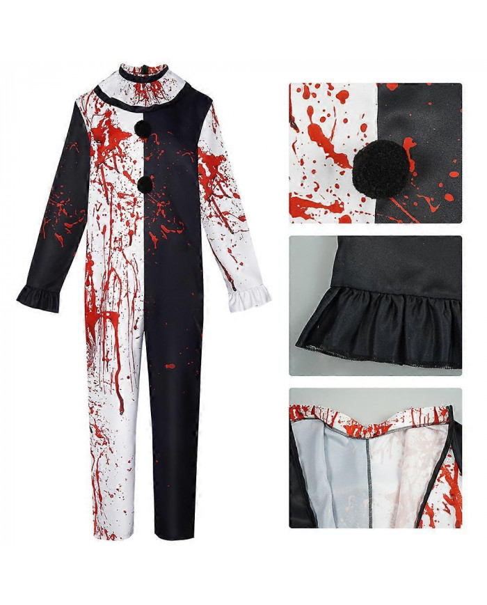 Halloween Cosplay Terrifier Bloodstain Clown Costume Combinaison Unisexe Femmes Hommes Fête Fantaisie Dres Tenue